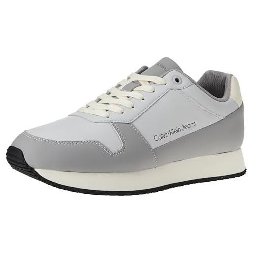 Calvin Klein Jeans retro runner low lth in sat ym0ym00863, sneaker da corsa uomo, grigio (oyster mushroom/formal grey), 44.5 eu