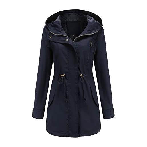 XTBFOOJ giacca impermeabile donna antipioggia cappotto ragazza invernale da donna giacche impermeabili ultraleggere con cappuccio con cerniera a blocchi di colore cappotto esterno