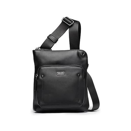 Cult borsa minimal design uomo con doppio scomparto e tasca sul retro nero profondità 2 cm larghezza 22 cm altezza 27 cm ecopelle
