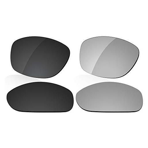 LenzReborn lente polarizzata ricambio per arnette hot shot an4182 sunglass - altre opzioni, nero scuro + grigio argento, taglia unica