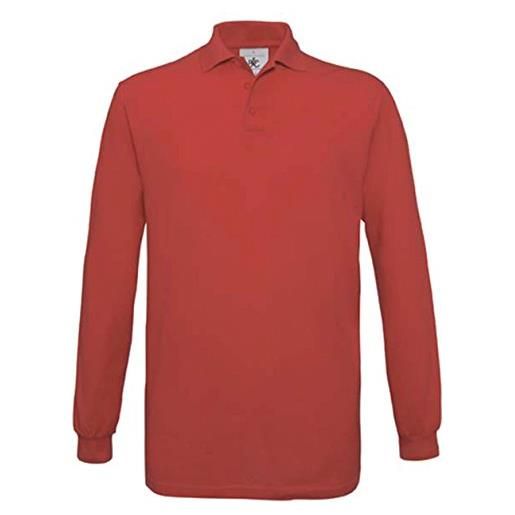 B&C collection polo a maniche lunghe da uomo safran casual smart collar top - rosso (l)