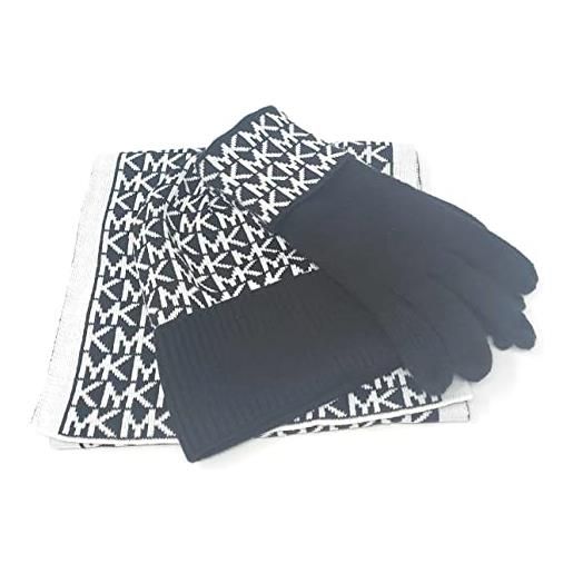 Michael Kors women's scarf, beanie & glove set, black/white