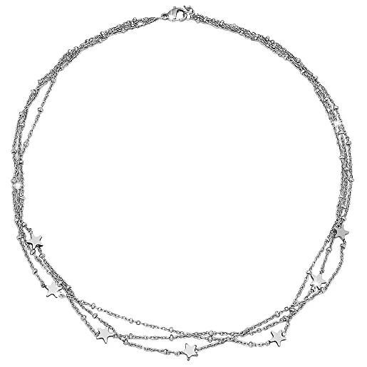 Beloved ❤️ collana essential tre file con charms - realizzata in acciaio inossidabile - charms a tema (silver stelle)