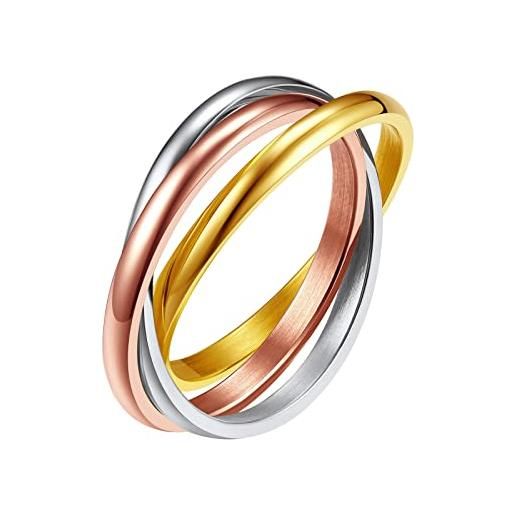 FindChic anello antistress donna, anelli intrecciati rotanti in acciaio inossidabile, fedina donna confezione regalo
