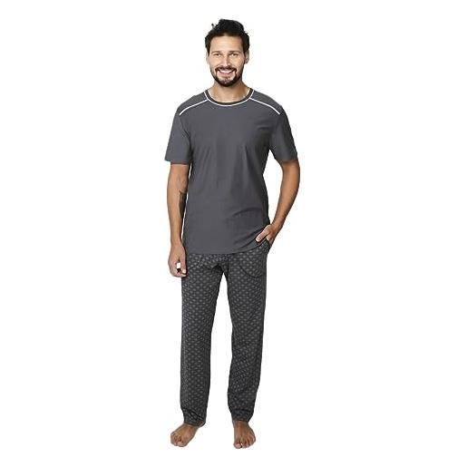 Italian Fashion IF abel pigiama lungo da uomo moderno in 100% cotone, colore grigio scuro, taglia m