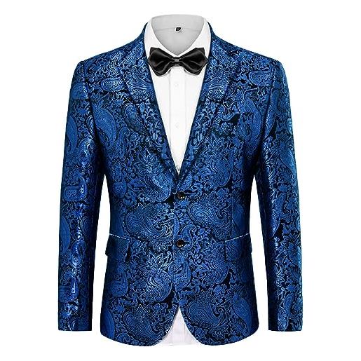 PJ PAUL JONES giacca da uomo floreale smoking jacquard da smoking per feste, balli di fine anno, cena, blu, xl