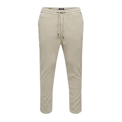 Only & sons onslinus 9912-pantaloni in velluto a coste incrociate pantaloni in tessuto, rivestimento argento, s uomo