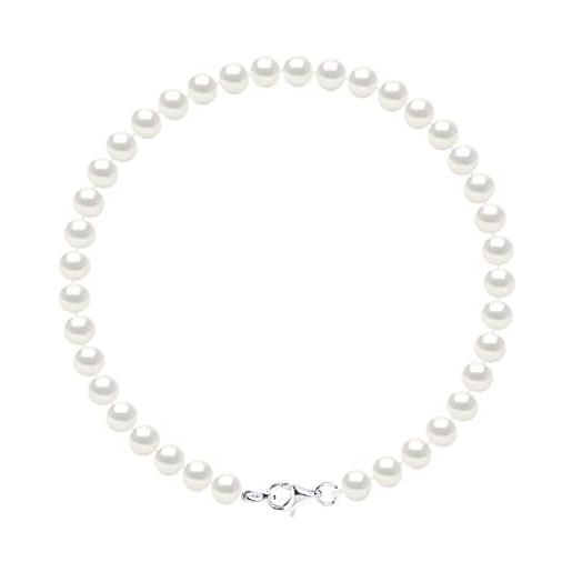 PEARLS & COLORS NATURAL FINE PEARLS pearls & colors - bracciale vere perle coltivate d'acqua dolce semi-barocche, colore bianco naturale, qualità aaa+ - disponibile in diverse misure, argento 925, gioiello da donna