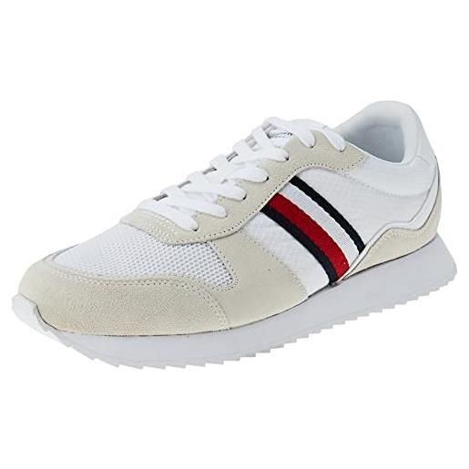 Tommy Hilfiger sneakers da runner uomo runner evo mix scarpe sportive, bianco (white), 41 eu