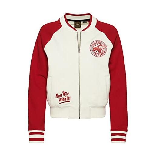 Superdry vintage script college bomber giacca, bianco/rosso, 42 donna