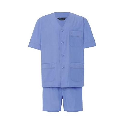 El Búho Nocturno pigiama uomo estivo manica corta classico tessuto popeline senza collo o pigiama per uomo corto maglia confortevole, (pigiama popeline blu 4515_36), (m)