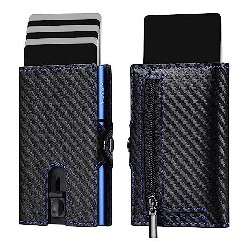 VpiuV® - portafoglio da uomo, blu, 10x6.5x1.5cm, minimalista