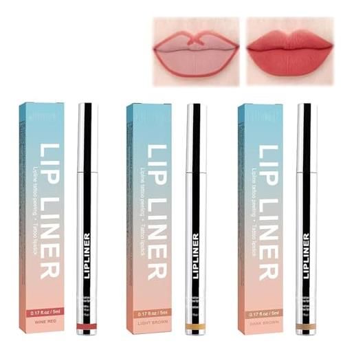 Generic staccabile lip liner, 5ml x 3 colori matita per contorno labbra sfoderabile, longwear impermeabile penne lipliner, matita labbra removibile per ragazze, donne