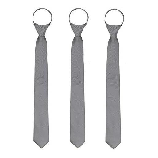 WANYING uomo cravatta stretta 6cm (confezione da 3) pre-legato con cerniera business casual lunghezza 48cm - grigio scuro