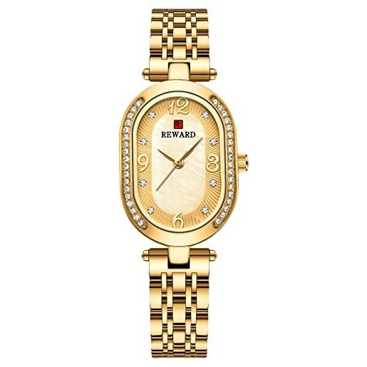 RORIOS moda orologio da donna orologio analogico quarzo con cinturino in acciaio inossidabile elegante diamond oval dial donna orologio da polso