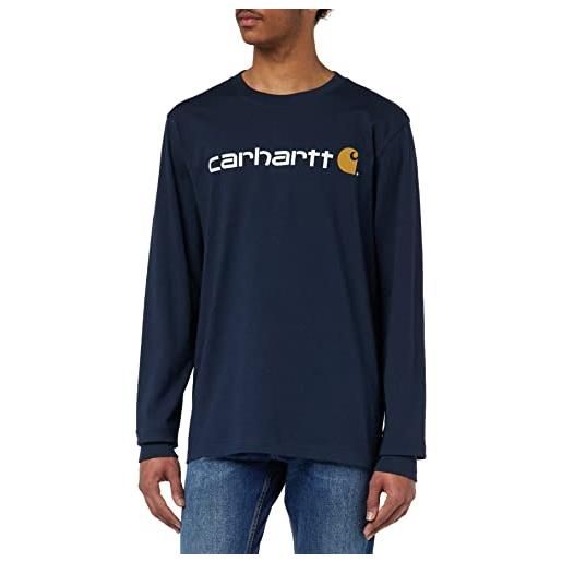 Carhartt t-shirt pesante, vestibilità comoda, manica lunga, grafica del logo, uomo, nero, xxl
