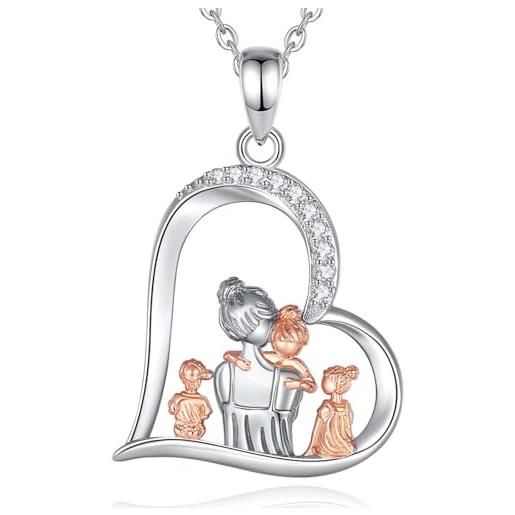 Collana a forma di cuore di gatto, ciondolo a forma di cuore di gatto in argento
