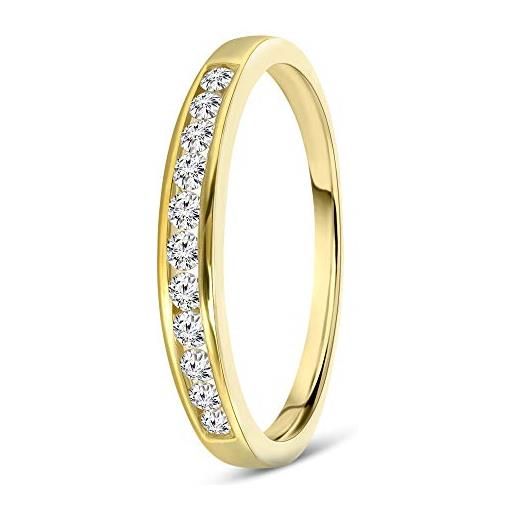 MIORE anello donna eternity fede con diamanti taglio brillante ct. 0.20 in oro giallo 9 kt 375