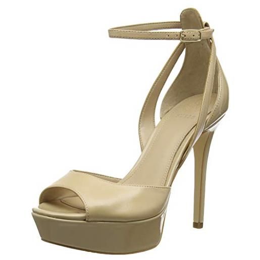 Guess laurele (sandal)/leath, scarpe con cinturino alla caviglia donna, marrone (brown natu), 38 eu