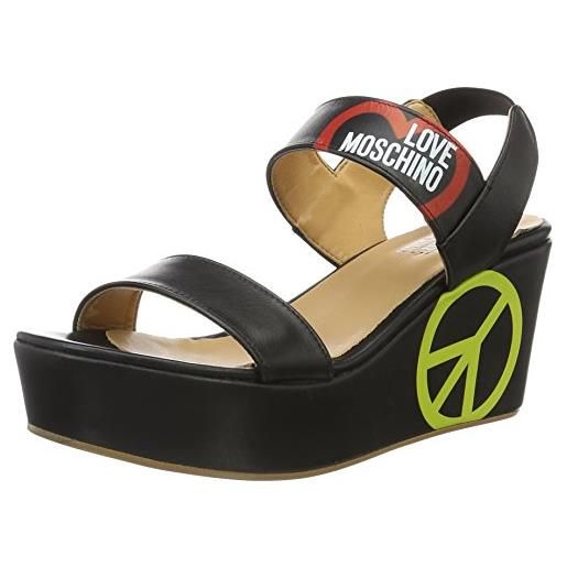 Love Moschino ja1611, sandali con zeppa donna, nero (black 000), 39 eu