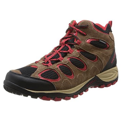 Merrell hilltop ventilator mid wtpf, scarpe da escursionismo uomo, marrone, marrone, rosso, 36 eu