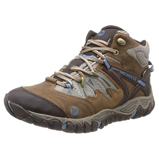Merrell allout blaze mid gtx, scarpe da escursionismo donna, marrone (marron (brown sugar/blue heaven), 36