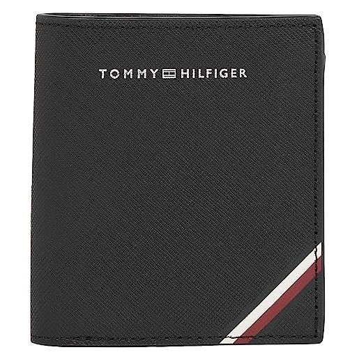 Tommy Hilfiger portafoglio uomo central trifold in pelle, multicolore (black), taglia unica