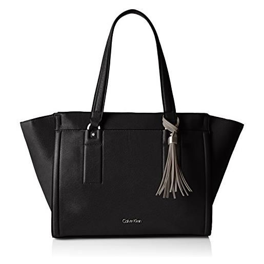 Calvin Klein Jeansrobyn large tote - borsa shopper donna, nero (schwarz (black/fungi 910 910)), 34x26x12 cm (b x h x t)