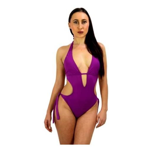 KINIBY - MODA MARE kiniby sexy trikini donna monokini un pezzo costume intero mare e piscina stampe tropicale bech. Brasil (rosa pink, 44/46 donna l)