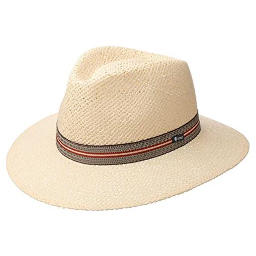 LIPODO cappello di paglia namanto traveller donna/uomo - made in italy da sole estivo cappelli spiaggia primavera/estate - s (54-55 cm) bianco crema