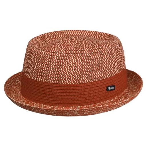 LIPODO cappello di paglia ennario pork pie uomo - made in italy da sole primavera/estate - m (56-57 cm) rosso