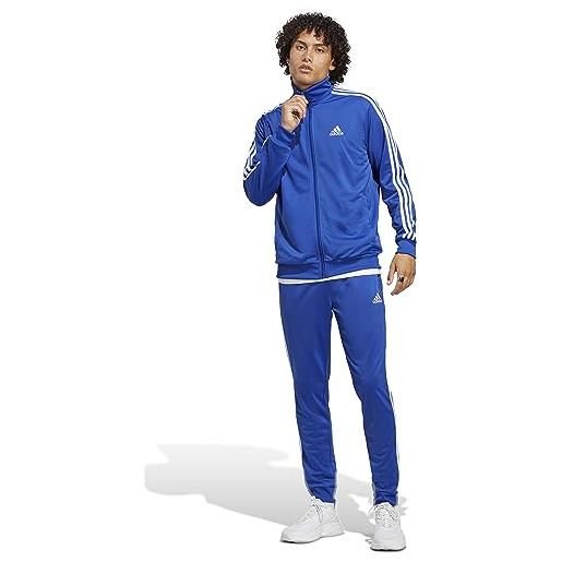 adidas basic 3-stripes tricot track suit uomo, semi lucid blue, xs