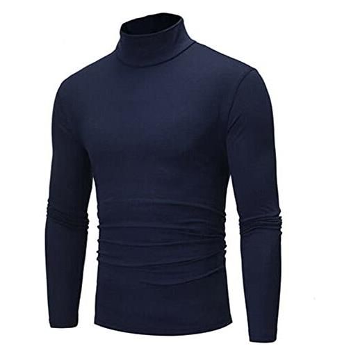 Zukmuk maglione caldo uomo invernale maglietta manica lunga a collo alto t-shirt slim fit felpa lavorata a maglia autunno basic sweater (blu, xxl)