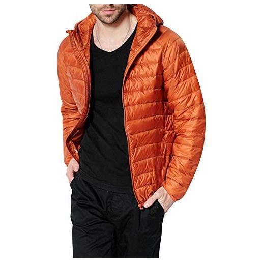 ZiXing uomo giacche piumino impacchettabile cappotto ultraleggeri trapuntato inverno giacca arancia medium