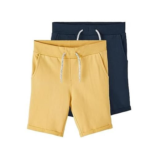 Name it nkmvermo 2p long swe shorts unb f noos, pantaloncini bambini e ragazzi, beige (ochre/pack: packed with dark sapphire), 152
