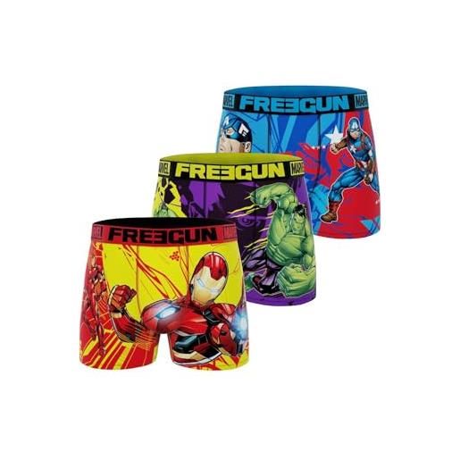 Freegun boxer da bambino marvel, pantaloni da ragazzo iron man, hulk, capitan america (confezione da 3), blu, 14-16 anni