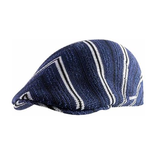 Kangol coppola diagonal stripes cappello piatto xl (60-61 cm) - blu scuro