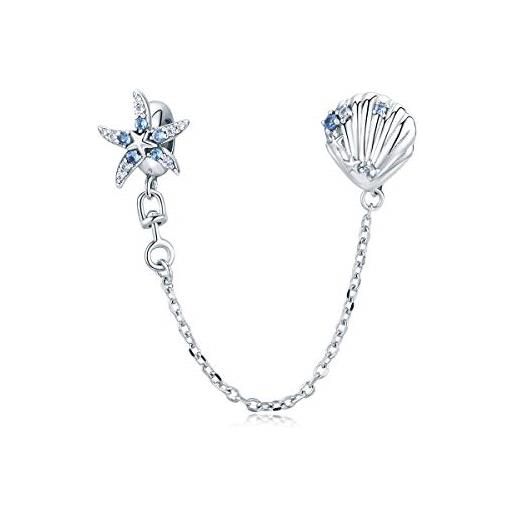 YASHUO Jewellery catena sicurezza cuore per braccialetto fascino sterling braccialetti fascino europeo, colore: conchiglia stella marina