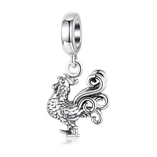 YASHUO Jewellery yashuo - braccialetto donna argento sterling, con ciondolo coccinella, unicorno, colore: ciondolo gallina
