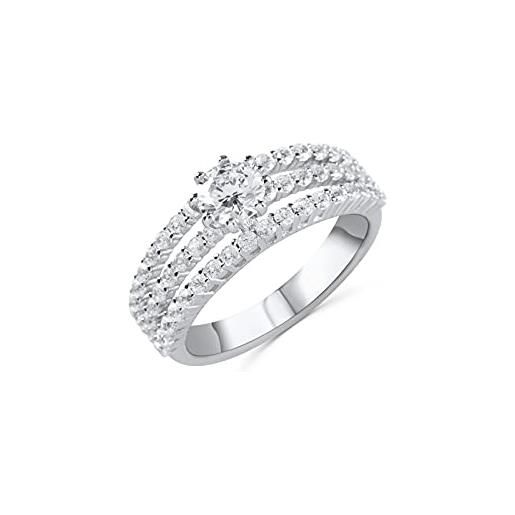Anellissimo anello solitario luxury a tre fasce donna argento 925 con zirconi taglio brillante - 18