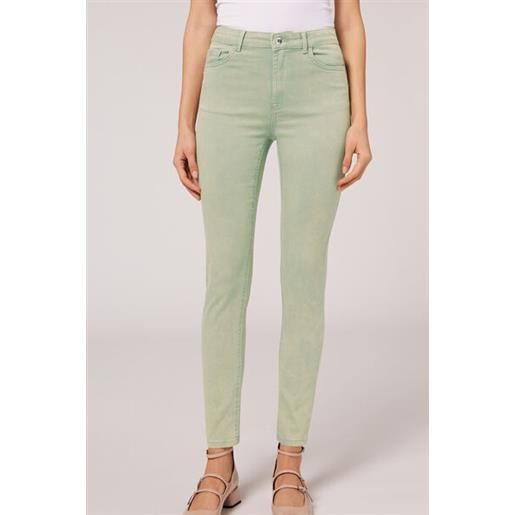 Calzedonia jeans push up skinny a vita alta soft touch verde