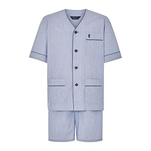 El Búho Nocturno pigiama uomo estivo manica corta classico tessuto popeline senza collo o pigiama per uomo corto maglia confortevole, (pigiama popeline blu 4531_39), (l)