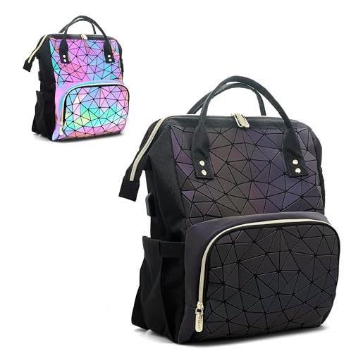 CAFINY borsa geometrica da donna, borse e borse geometriche luminose, borse geometriche e borsa a tracolla olografica, zaini-02, large