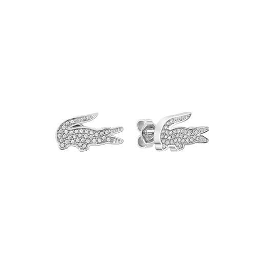 Lacoste orecchini a perno da donna collezione crocodile disponibile in silver taglia unica