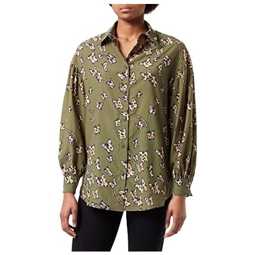 Love Moschino shirt printed allover animalier butterflies camicia, colore: verde, 46 donna