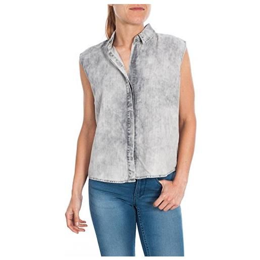 Calvin Klein new sleeveless shirt smast camicia, smoke and ashes tencel 96, lg donna