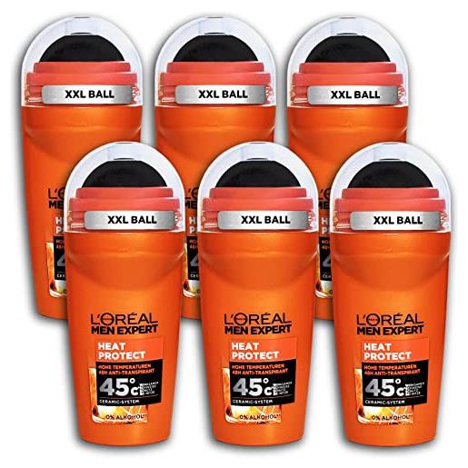 TopDeal 6 lui pacco uomo expert calore protect deodorante roll-on 6 x 50 ml deodorante motorino