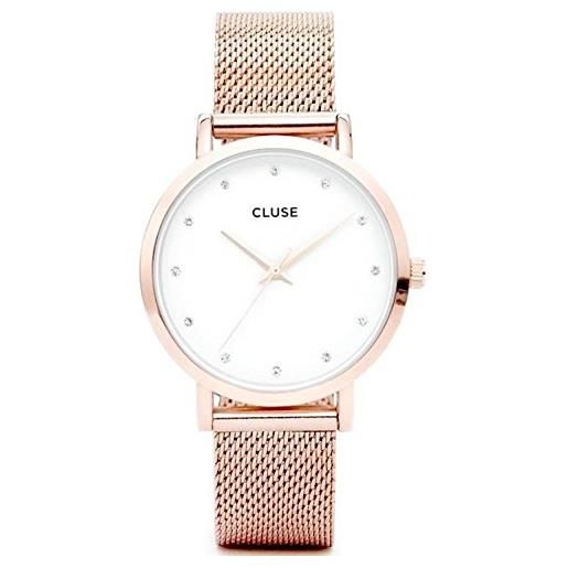 CLUSE pavane cl18303 - orologio da polso da donna, 38 mm, cinturino in acciaio inox rosso rosa al quarzo, bracciale