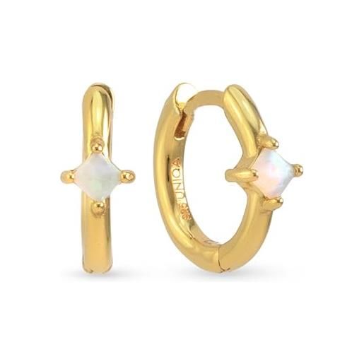 Uniqa jewels orecchini opal donna a cerchio in argento sterling 925, con pietra opale orecchini placcato oro 18k per donne e ragazze, piccoli cerchi orecchini anallergici senza nichel