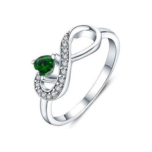 JO WISDOM anelli cuore infinito argento 925 aaa zirconia cubica può birthstone colore smeraldo